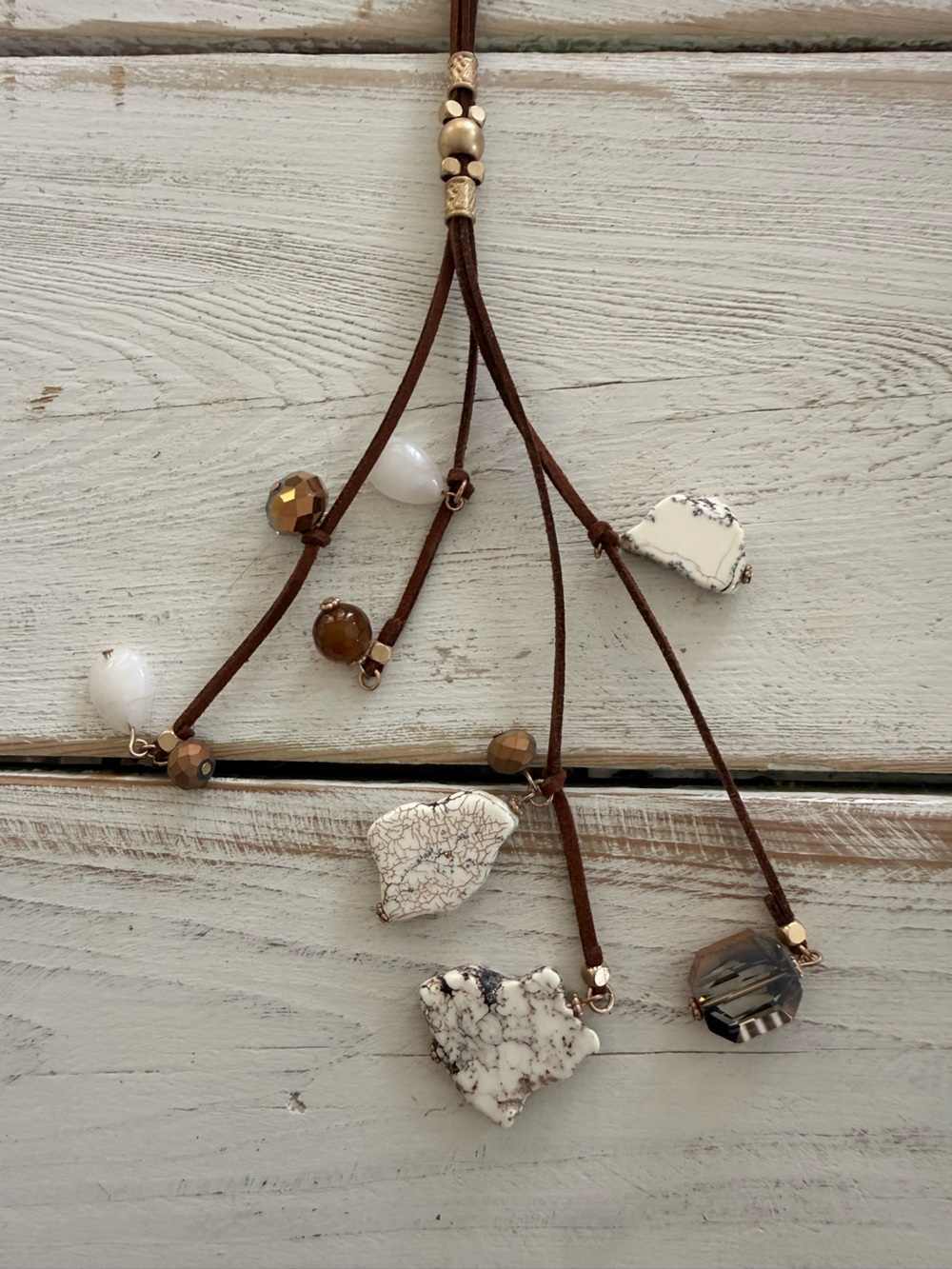 Layered Tassel & Bead Necklace Set - Red, Cream, Green, Brown, Gold (Mud Pie) - Picture 12 of 12